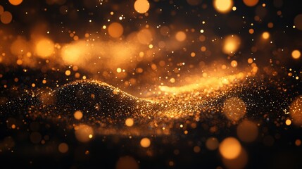  golden particles bokeh light glitter abstract background sparkle shiny dust glowing texture blur effect ,32k Resolution