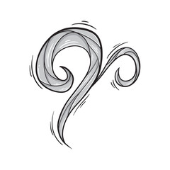 A stylized, hand-drawn illustration of a swirling grey puff of smoke or steam, depicted in a monochrome, cartoonish style with black outlines.