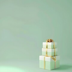 Golden Mini Cakes &mdash; Stack of small golden cakes on white background, minimalist pastry and dessert art
