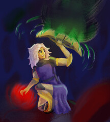 halloween witch flying in the night