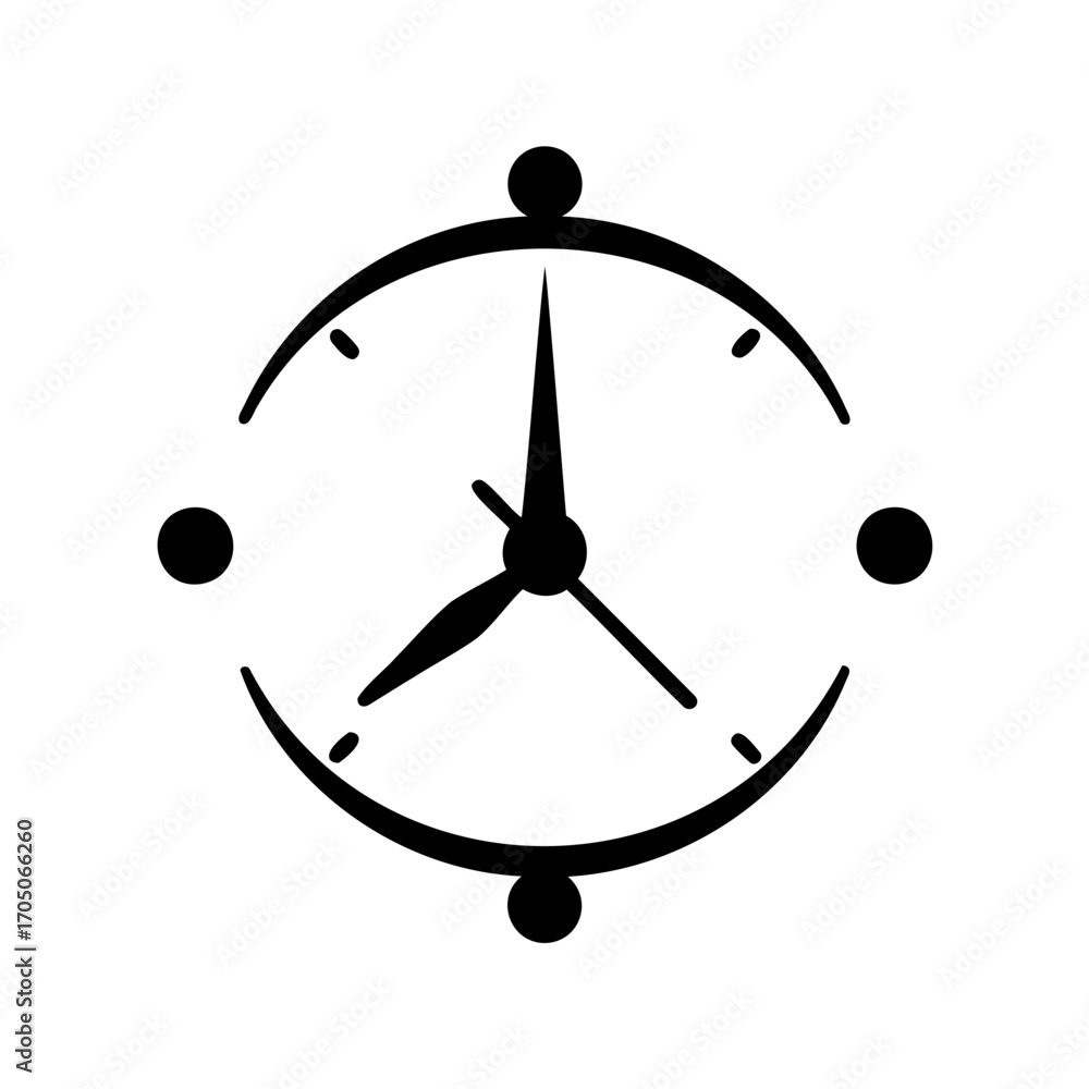 Poster abstract clock symbol design featuring curved lines and circular shapes