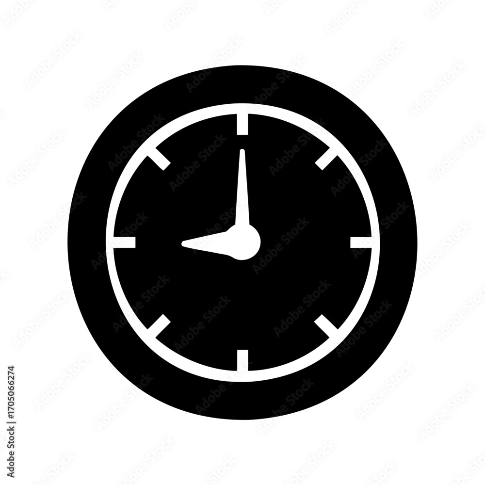 Poster a simple clock icon showing the time at 805 in black