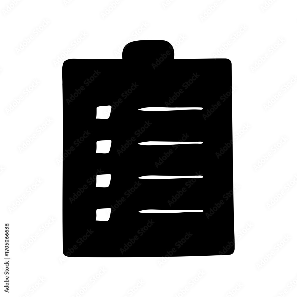 Poster black and white drawing of a checklist with four list items marked