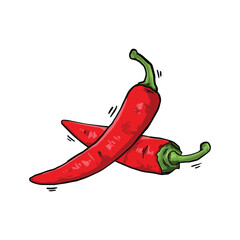 Two red chili peppers in a hand-drawn style.