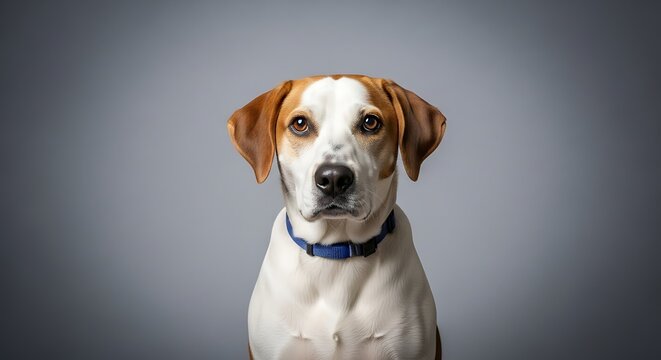 Adorable Dog Posing Calmly in Minimalist Studio Setup