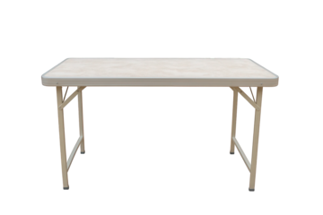 A simple beige folding table isolated on transparent background