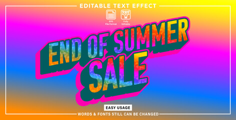 Editable graphic text effect end of summer sale style
