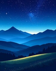 Nighttime mountain landscape
