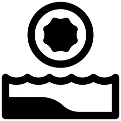 Beach. Outlined stroke vector icon with black-filled details.