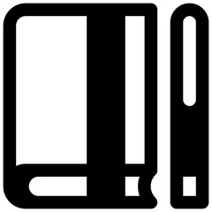 Journaling. Outlined stroke vector icon with black-filled details.