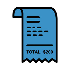 Blue receipt with total amount of two hundred dollars.