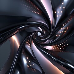 Black and purple glowing vortex spiral with reflective highlights, sci-fi abstract.