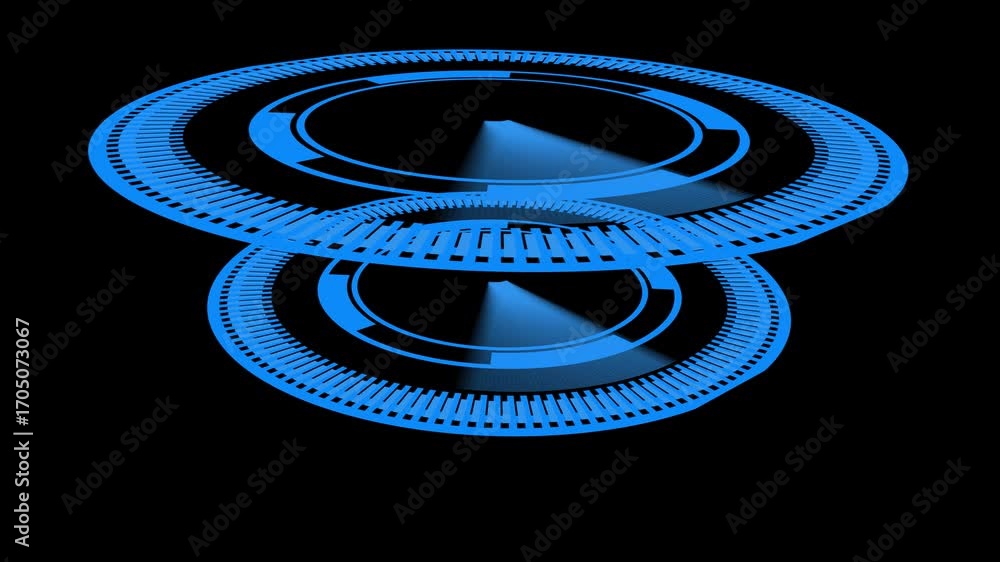 Leinwandbilder cyberpunk hud navigation system interface glowing teal marker digital map animation seamless loop. a