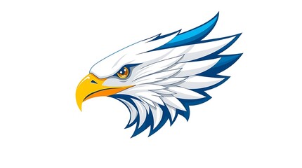 Obraz premium A unique angle of an elegant eagle symbol icon with a sharp gaze. Vector illustration of a majestic bird head for a logo or emblem