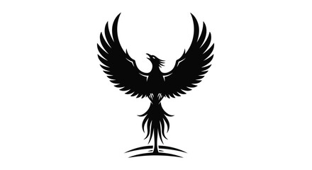 Fototapeta premium Vector illustration of black silhouette of a phoenix bird