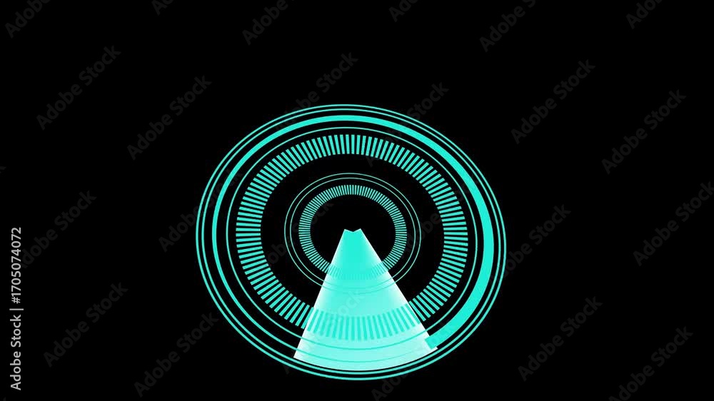 Fototapete cyberpunk hud navigation system interface glowing teal marker digital map animation seamless loop. a