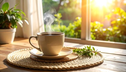 Morning coffee by the window