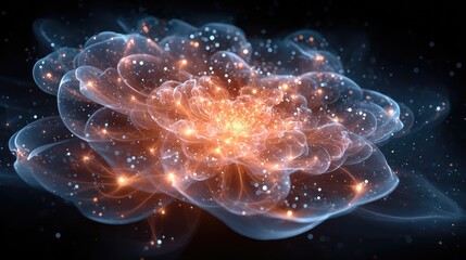 Obraz premium Abstract flower, glowing, fractal