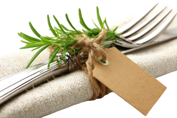Elegant Place Setting with Rosemary Sprig and Kraft Tag
