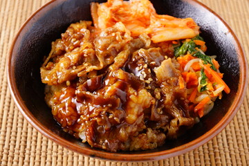 キムチと牛丼