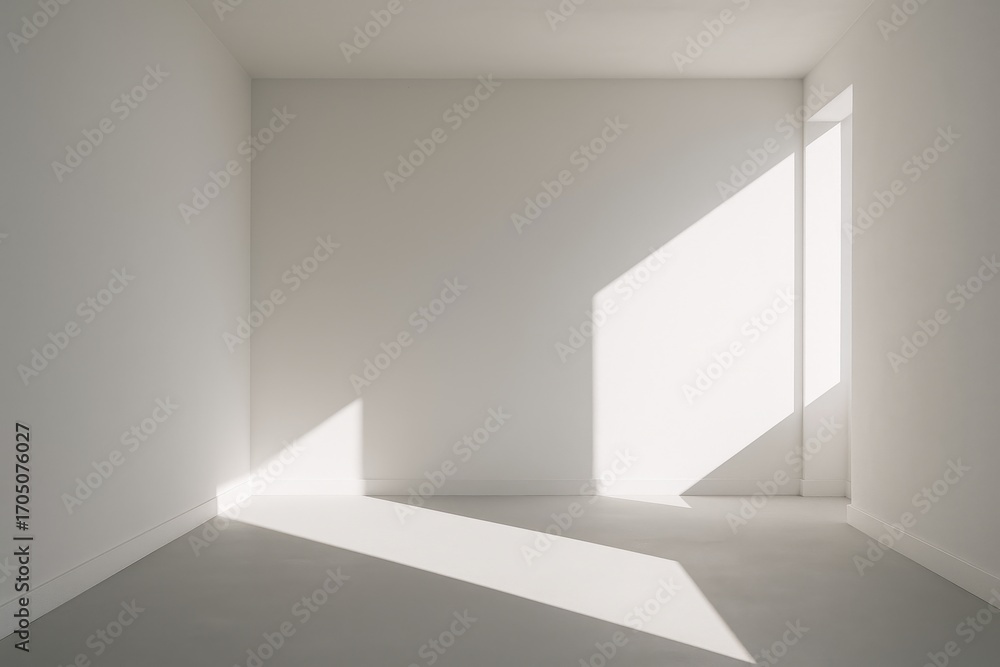 Poster sunlit interior: capturing the stark elegance of an empty room, bathed in natural light. the minimal