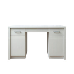 Modern white desk with drawers isolated on transparent background