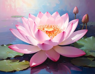 Pink lotus flower on water