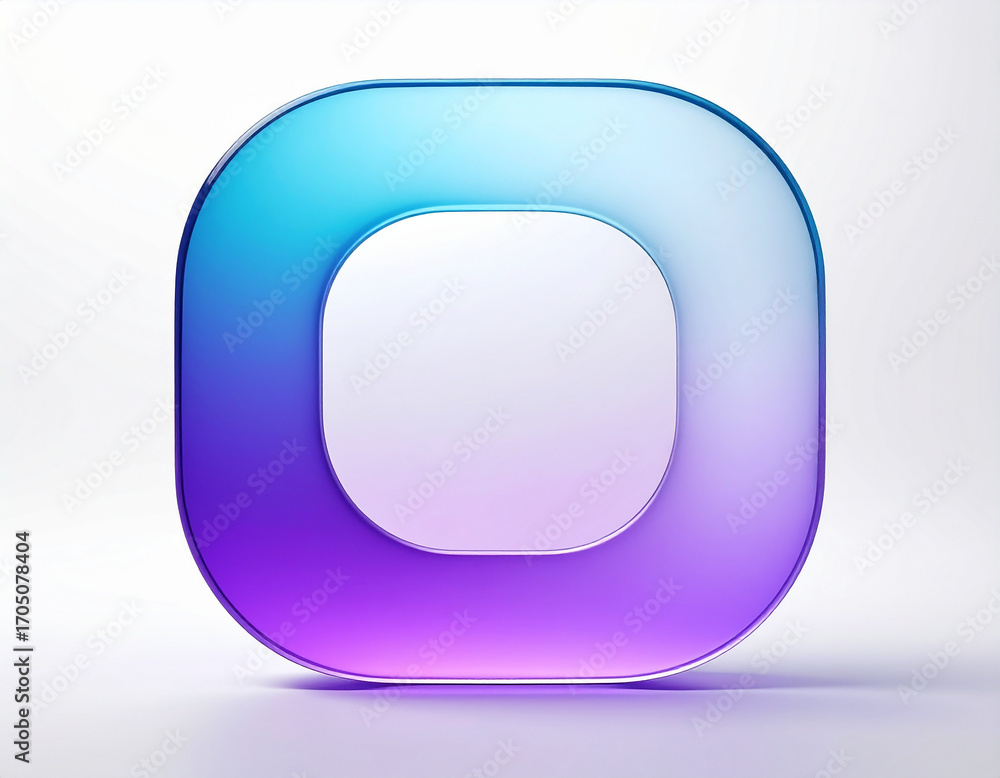 Poster translucent rounded square with gradient abstract blue