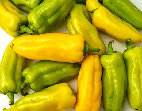 Fresh, vibrant yellow and green peppers