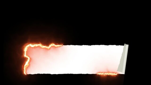 burning torn paper grunge edge lower third animation with alpha channel