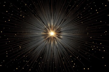 Obraz premium Radiating light from a central star in a cosmic setting with vibrant rays extending outward in a dark space background