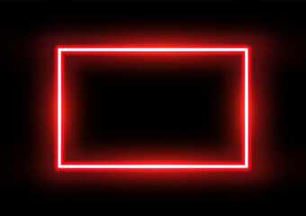 Realistic red led neon tube frame isolated on black background. Light effect photo frame. Detailed vector illustration