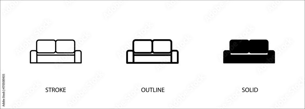 Poster sofa icon. vector stroke, outline and solid icons. eps10 file.