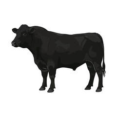 black cow isolated on white