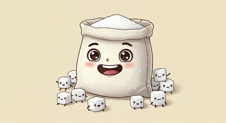 Cute sugar bag with small sugar cubes