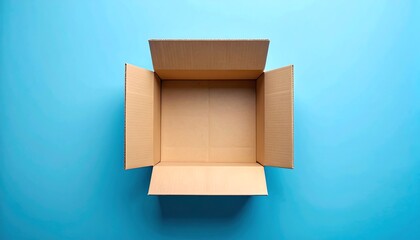 Empty cardboard box on a blue background