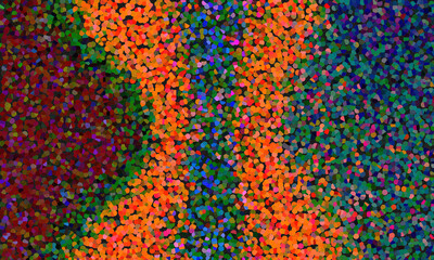 Abstract and vibrant fabric texture with a seamless pattern of candy-colored flowers and bright shapes