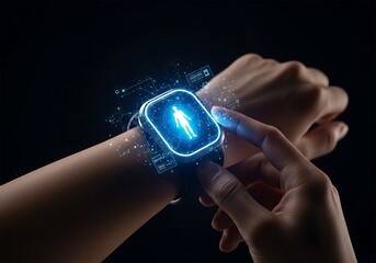 Futuristic Smartwatch with Holographic Interface