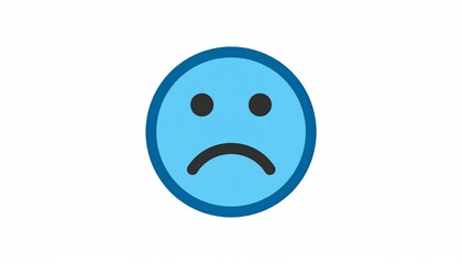 Fototapeta premium Blue sad face emoji vector icon isolated on white background