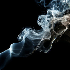 Abstract Blue Smoke on Black Background