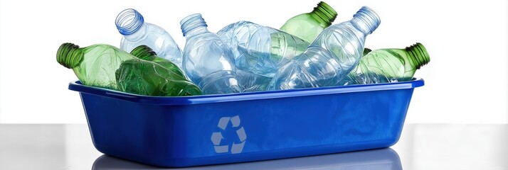 Recycling bin overflowing with colorful plastic bottles emphasizing environmental awareness