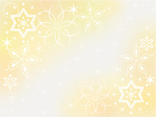 クリスマスフラワー背景　薄黄色のコーナーフレーム