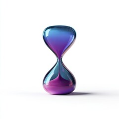 Hourglass with iridescent,  purple-blue gradient glass