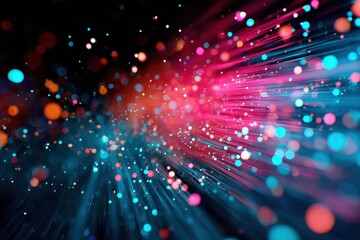 Fototapeta premium Vibrant abstract straight light lines in pink and blue