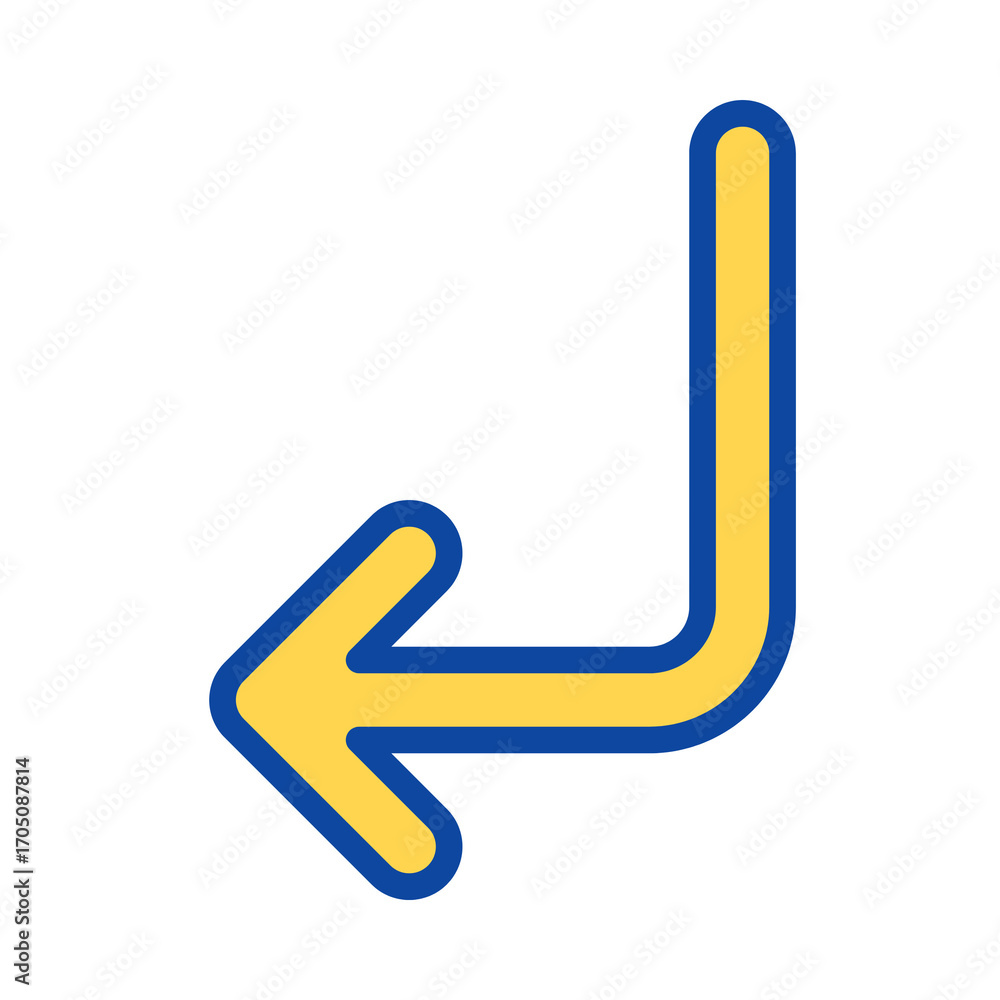 Aufkleber curved return arrow icon pointing left and down.