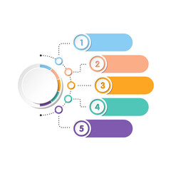Colorful infographic template with five steps for business presentation.