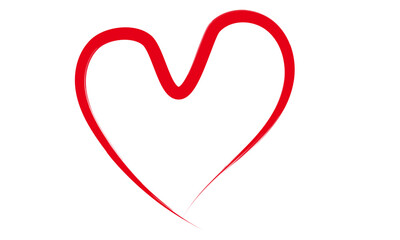 Red heart isolated on white background for love and valentine design