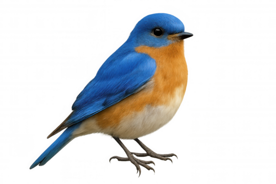 Profile of an eastern bluebird perching, isolated on transparent background, perfect for image editing
