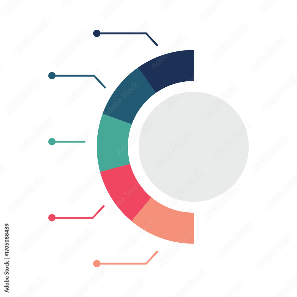 Poster modern infographic template with colorful circular chart for business data visualization.