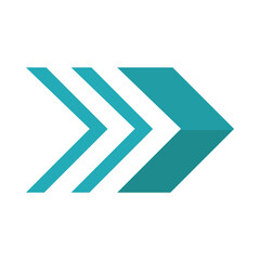 Modern teal arrow icon pointing forward on black background.